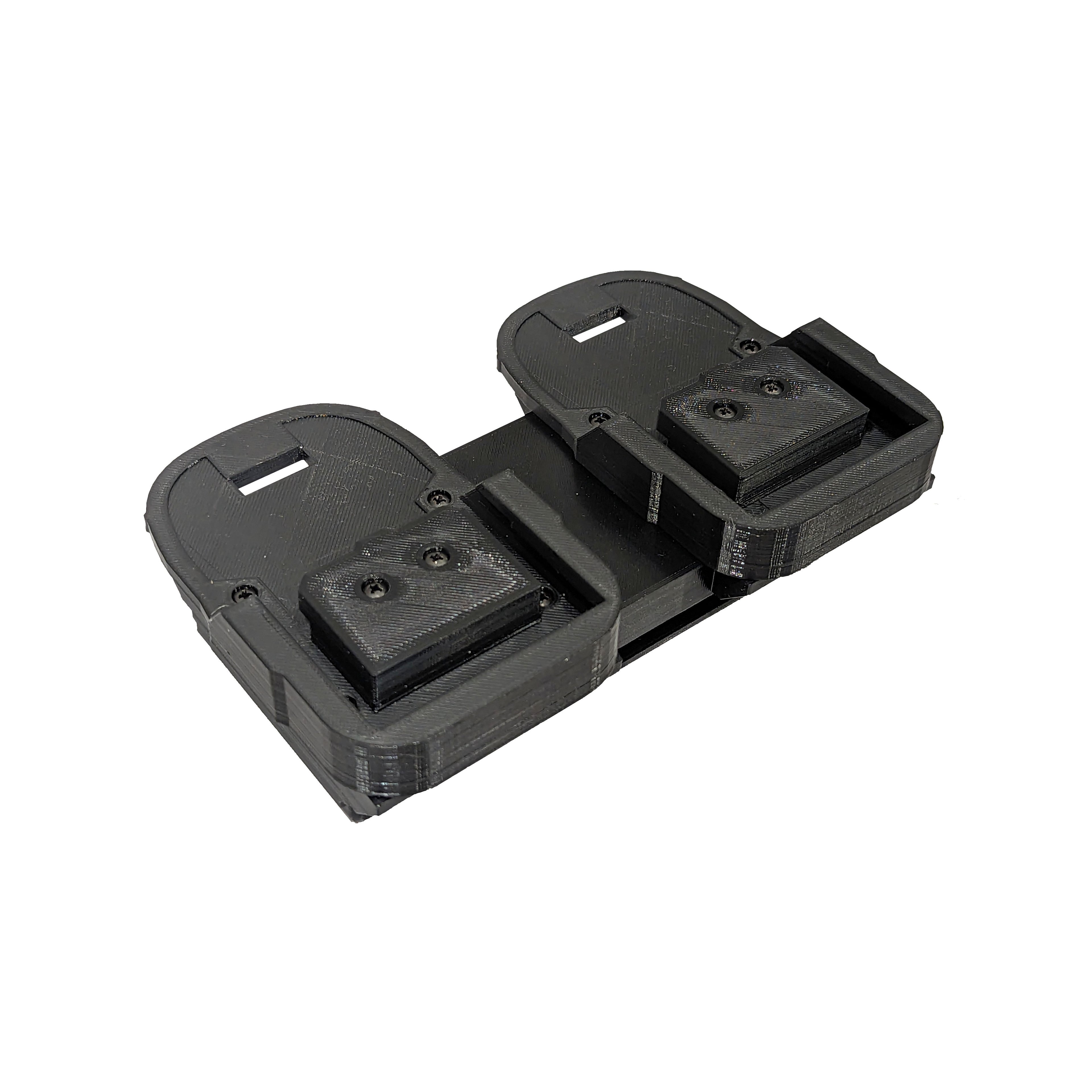 RIDGID 18V to Ryobi 36V/40V battery adapter - battery-side connection, both bays with copper terminal blocks