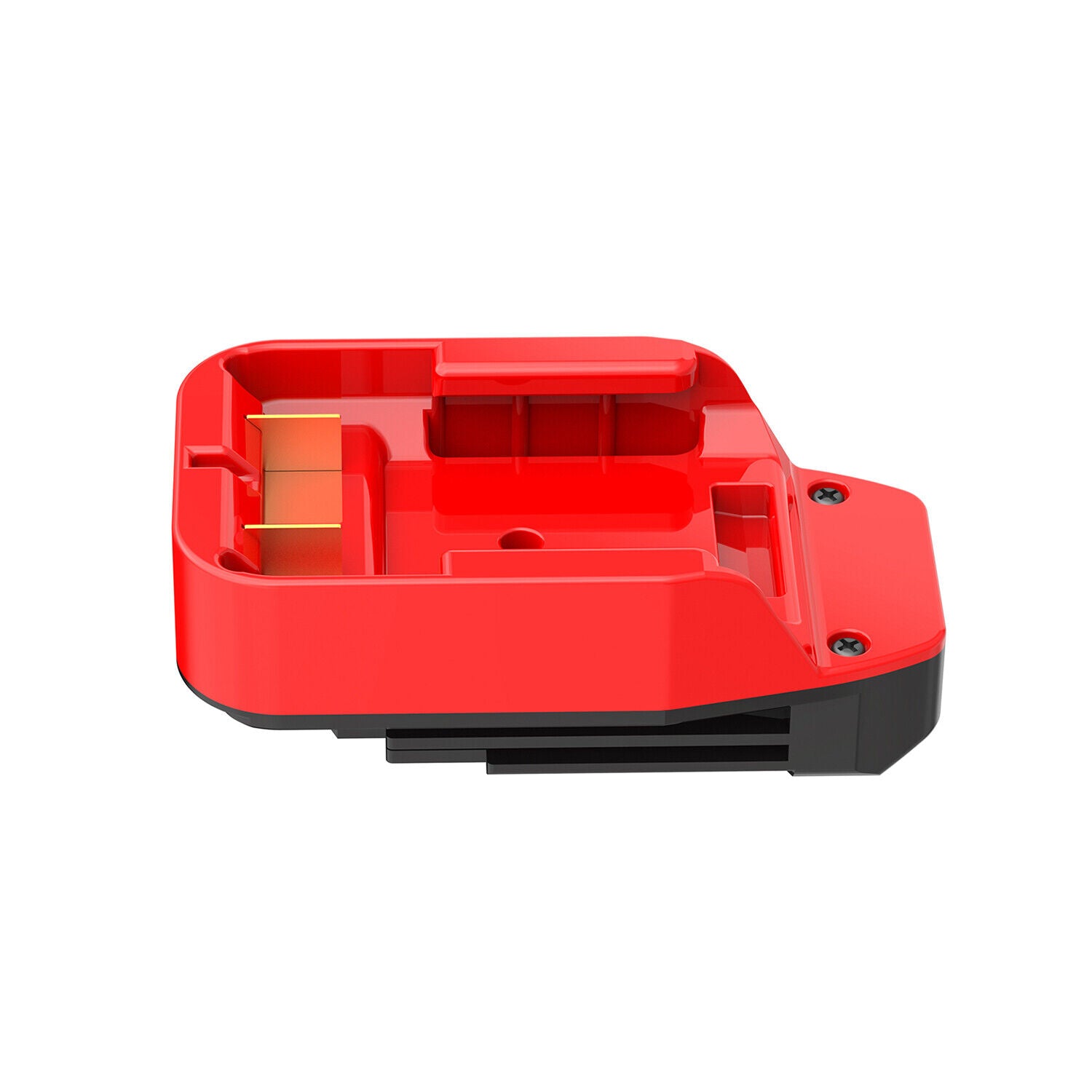 Stanley V20 to Black and Decker 20V battery adapter - red battery-side connection with twin copper blade terminals