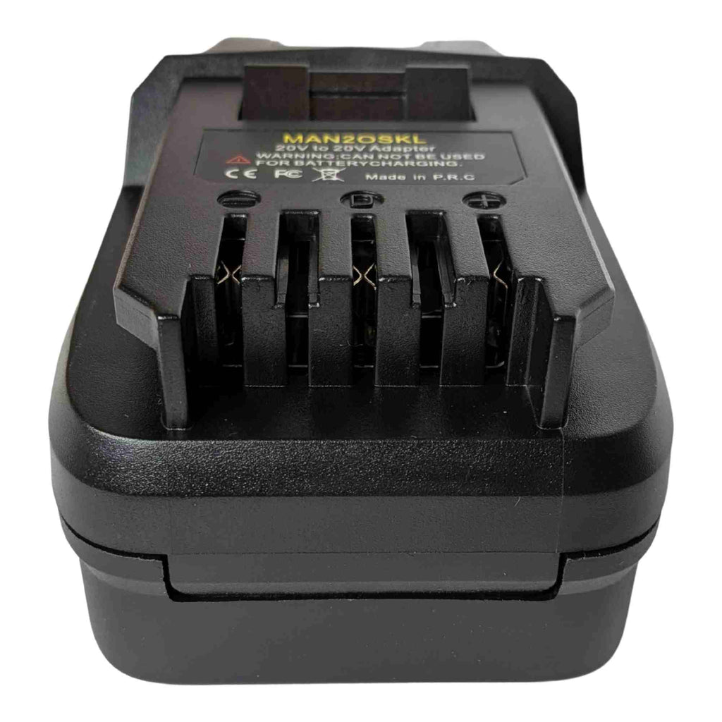 Stanley V20 to SKIL 20V PWR CORE battery adapter - SKIL tool-side connection head-on, five contact slots with polarity marks