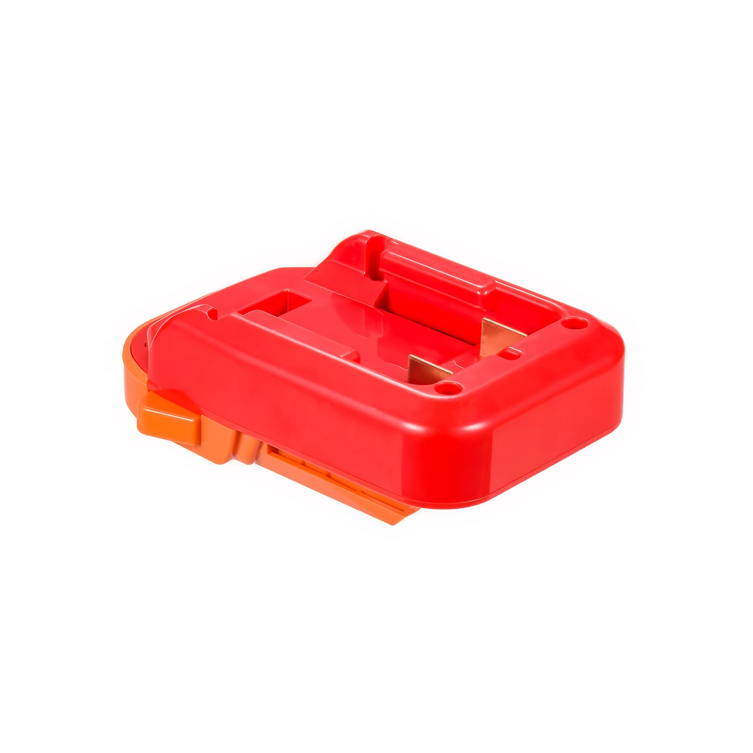 Stanley V20 to AEG 18V battery adapter - battery-side connection uppermost, guide channel and twin copper blades