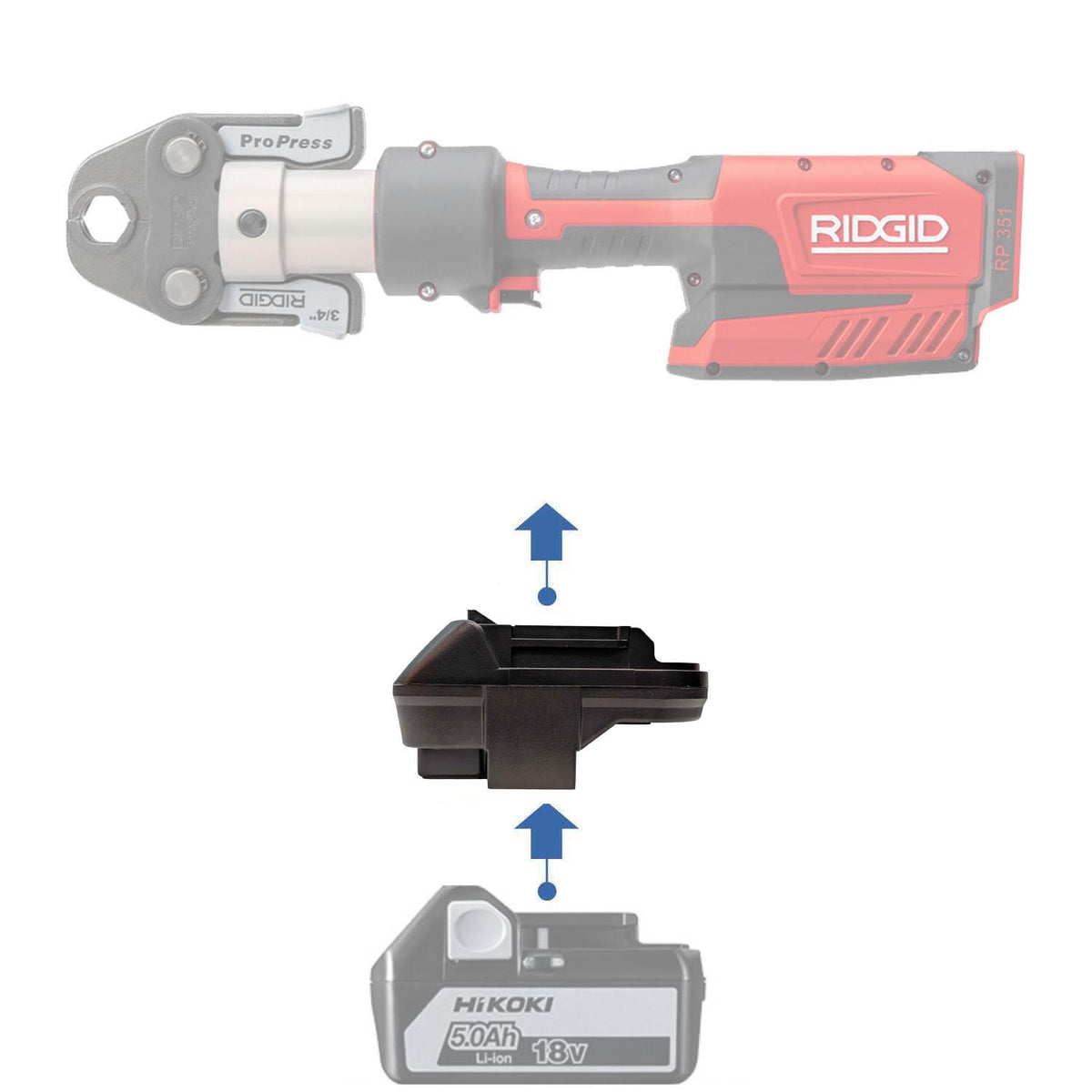 Hikoki 18V to RIDGID RED 18V Battery Adapter