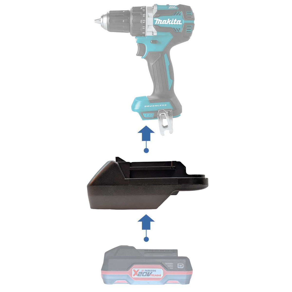 Parkside X20V to Makita 18V Battery Adapter
