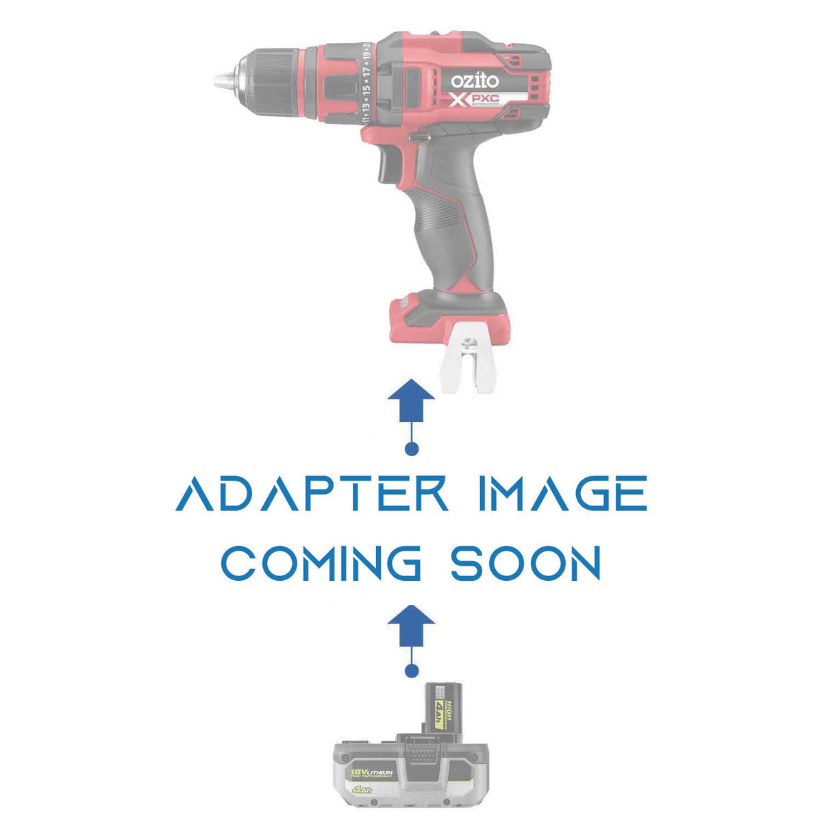 Ryobi 18V ONE+ to Ozito 18V PXC battery adapter - placeholder reading adapter image coming soon