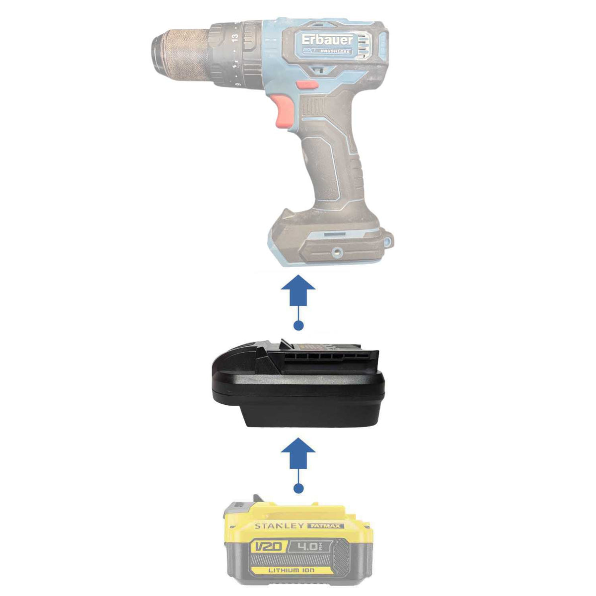 Stanley V20 to Erbauer 18V EXT Battery Adapter