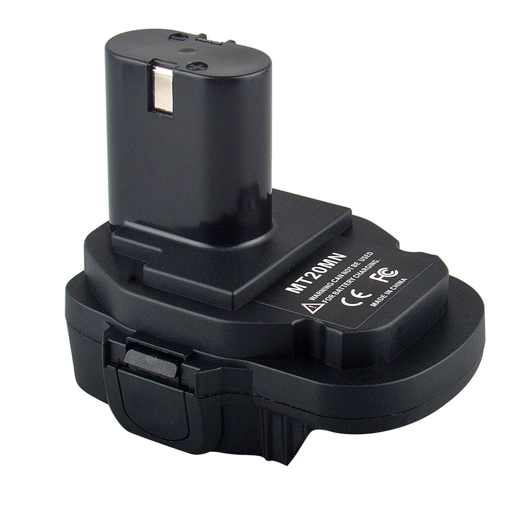 Makita 18V LXT to Makita 18V Ni-Cd/Ni-MH battery adapter - tool-side post above the battery-side latch and printed label