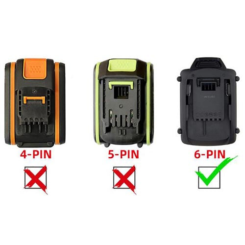 Black and Decker 20V to WORX 20V US Canada 6 Pins Battery Adapter